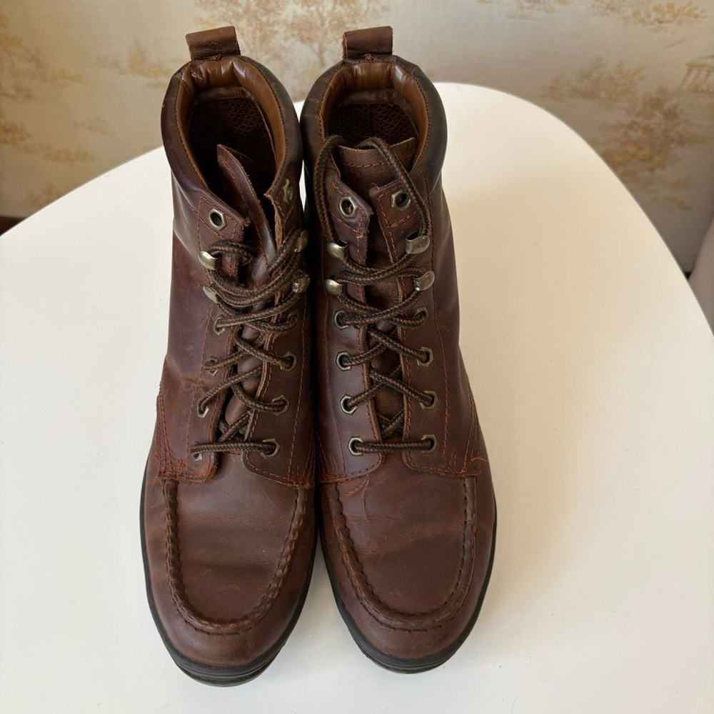 Vintage Oak Meadow brown leather moc toe outdoor lace up boots size 8M US - Picture 5 of 8
